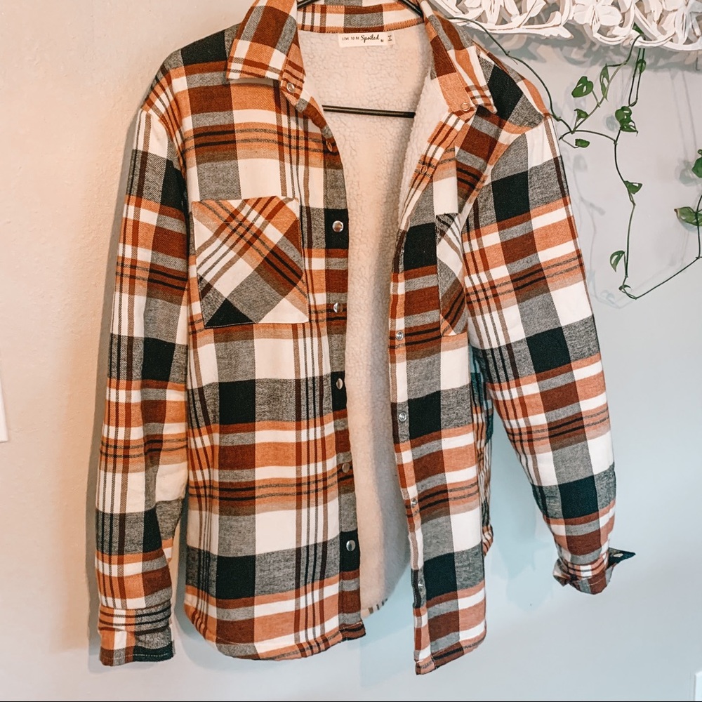 Flannel Shacket Sherpa lined